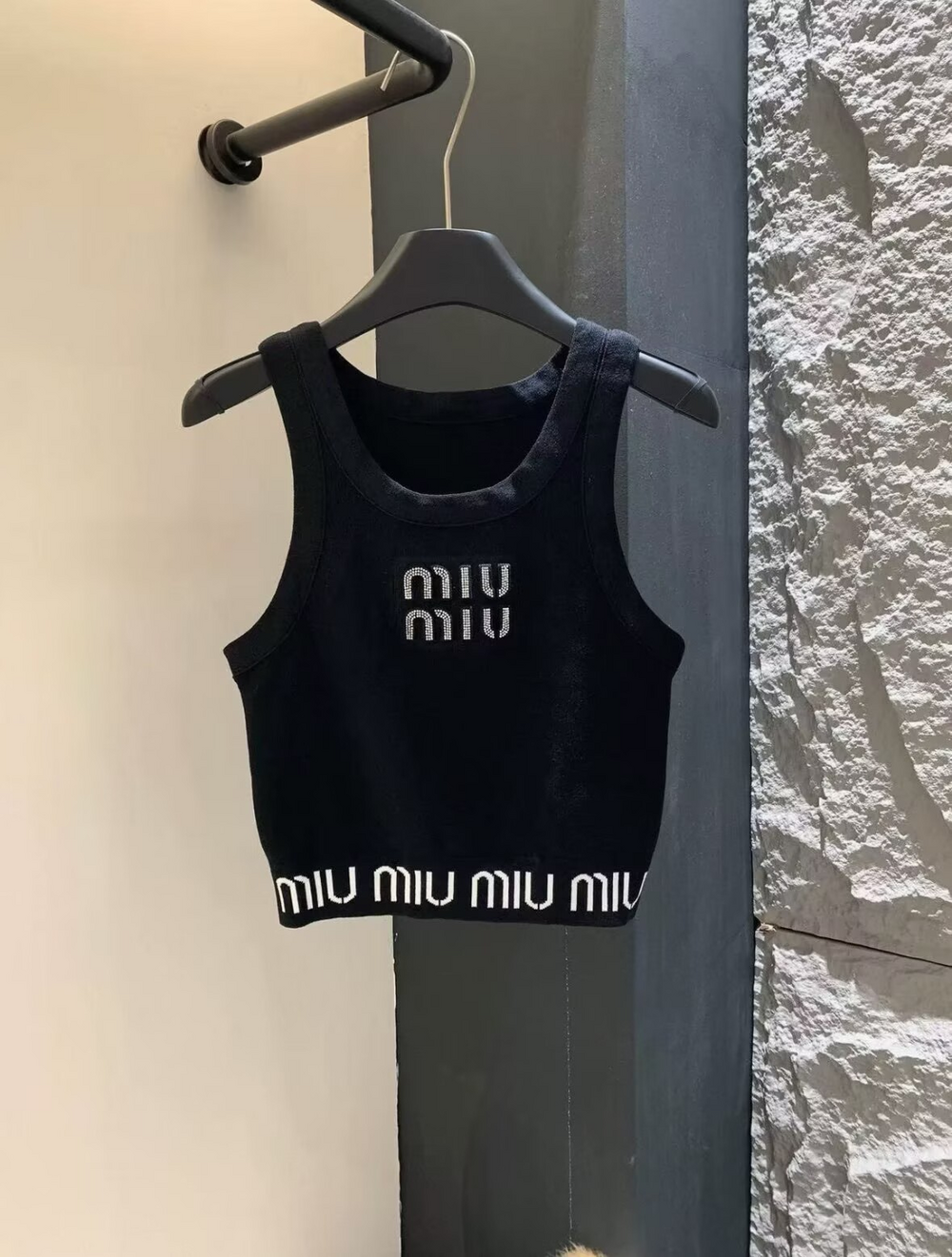 Miu Miu Black Tank Top with Logo